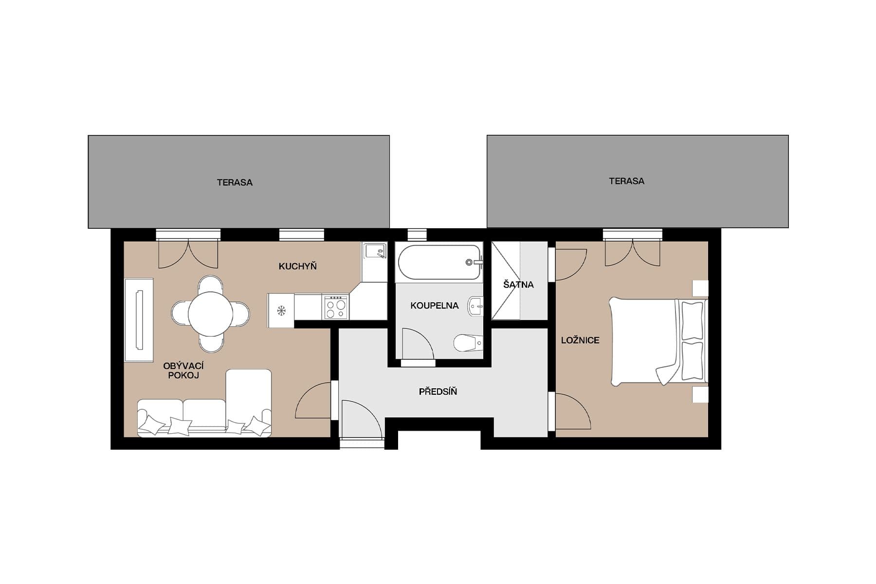 1 bedroom with open-plan kitchen flat for sale, 49 m², Strakošová, Prague, Prague 1 bedroom with open-plan kitchen flat for sale, 49 m², Strakošová, Prague, Prague