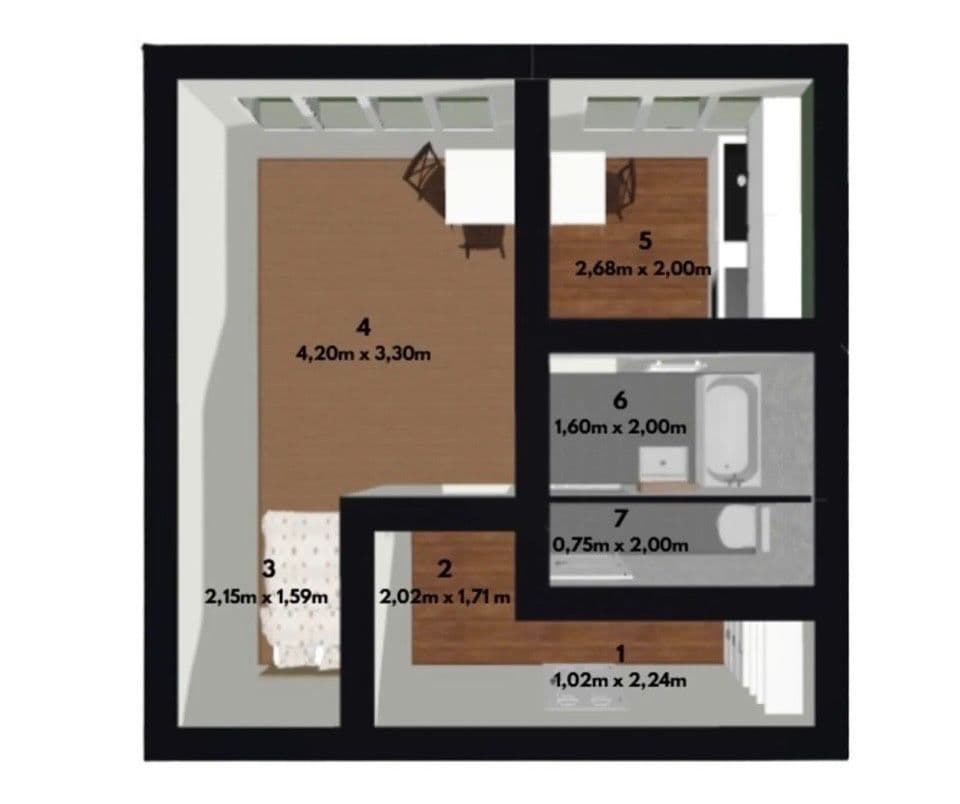 1 bedroom flat to rent, 32 m², Santražiny, Zlín, Zlínský Region 1 bedroom flat to rent, 32 m², Santražiny, Zlín, Zlínský Region