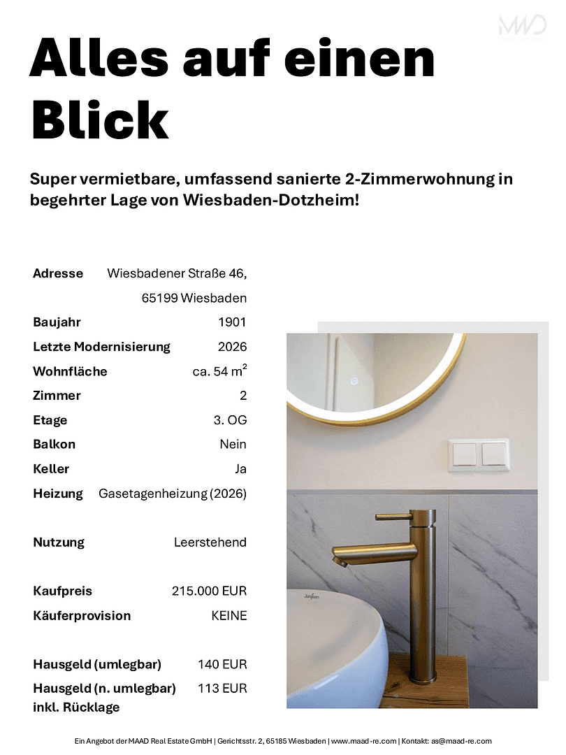 2 bedroom flat for sale, 54 m², Wiesbaden, Hesse 2 bedroom flat for sale, 54 m², Wiesbaden, Hesse