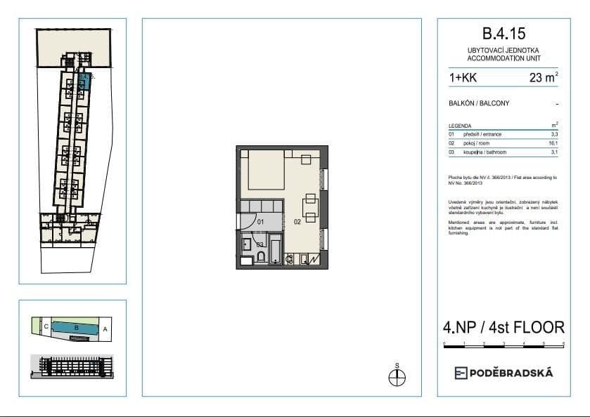 Studio flat to rent, 23 m², Poděbradská, Prague, Prague Studio flat to rent, 23 m², Poděbradská, Prague, Prague