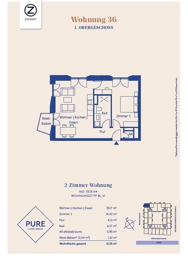 2 bedroom flat to rent, 62 m², Mühlenstraße 20, Berlin, Berlin 2 bedroom flat to rent, 62 m², Mühlenstraße 20, Berlin, Berlin