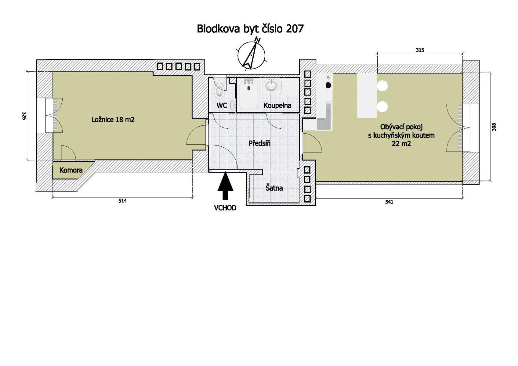 1 bedroom with open-plan kitchen flat to rent, 54 m², Blodkova, Prague, Prague 1 bedroom with open-plan kitchen flat to rent, 54 m², Blodkova, Prague, Prague