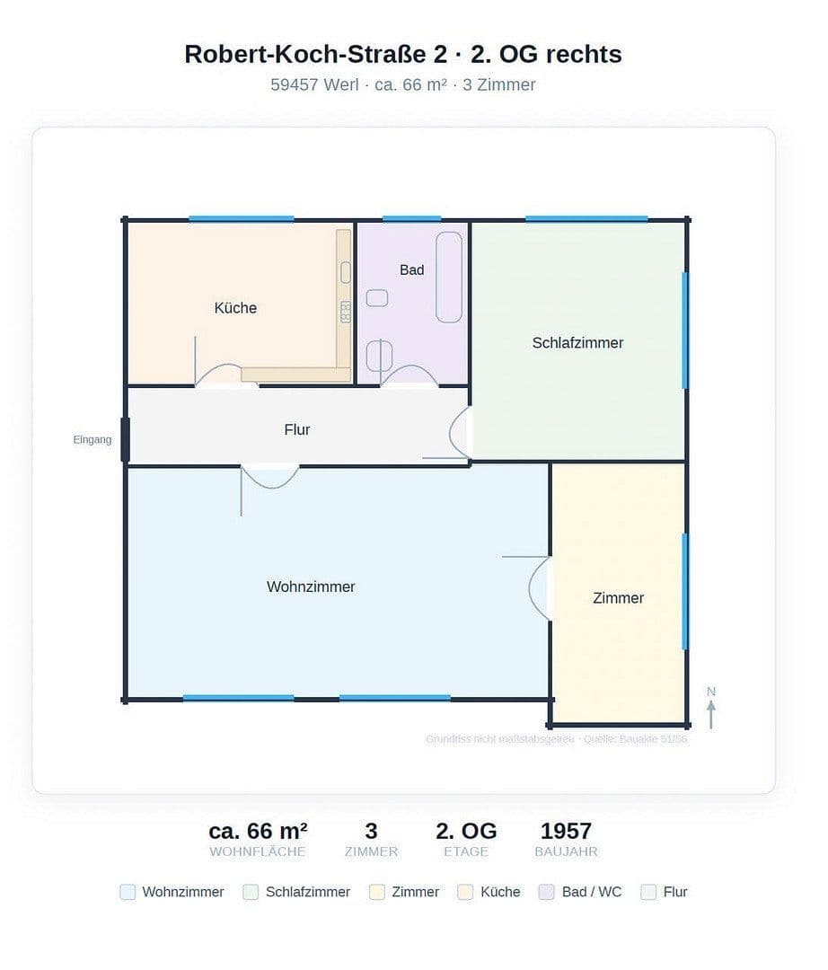 3 bedroom flat to rent, 66 m², Robert-Koch-Str. 2, Werl, North Rhine-Westphalia 3 bedroom flat to rent, 66 m², Robert-Koch-Str. 2, Werl, North Rhine-Westphalia