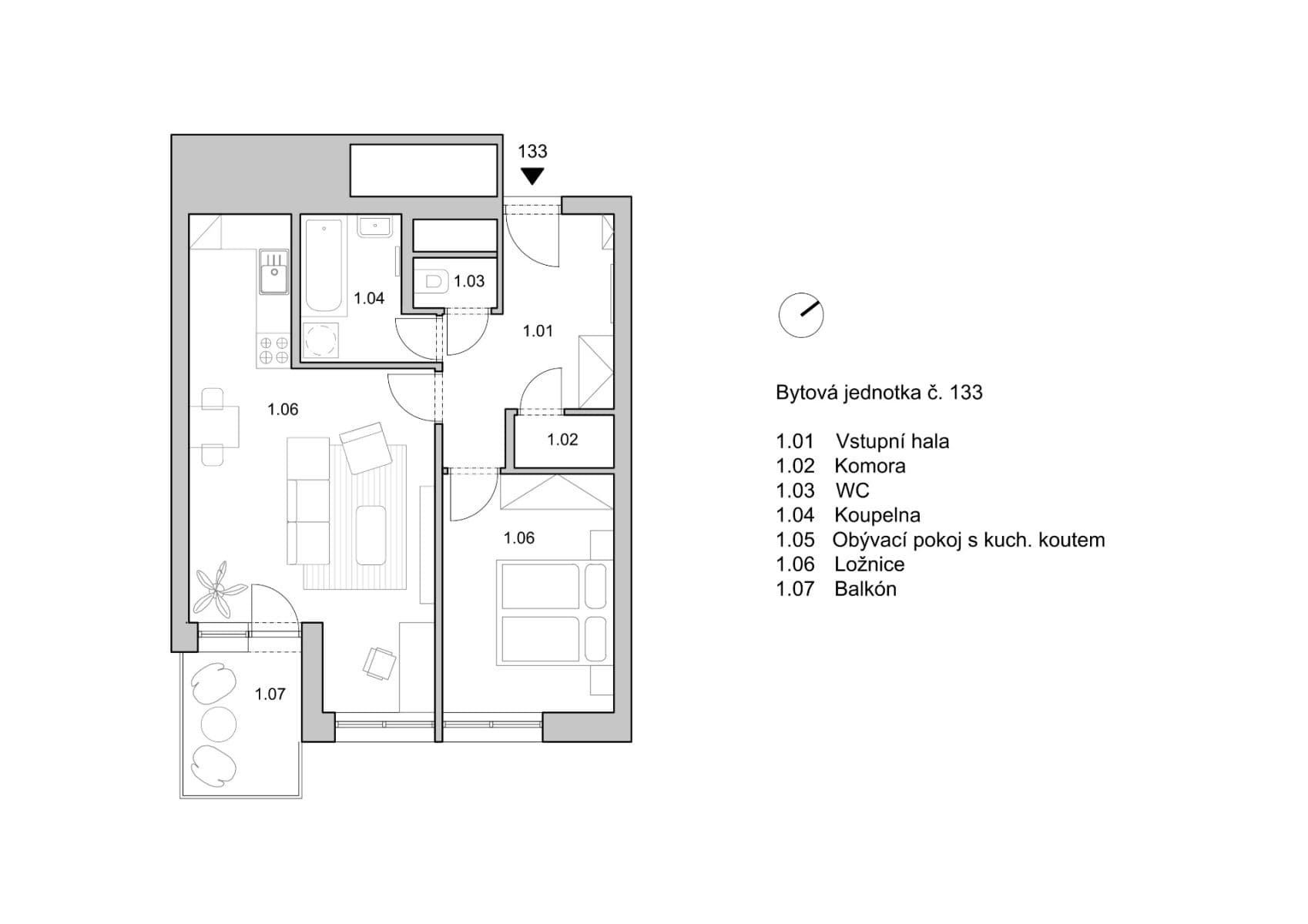 1 bedroom with open-plan kitchen flat to rent, 54 m², Symfonická, Prague, Prague 1 bedroom with open-plan kitchen flat to rent, 54 m², Symfonická, Prague, Prague