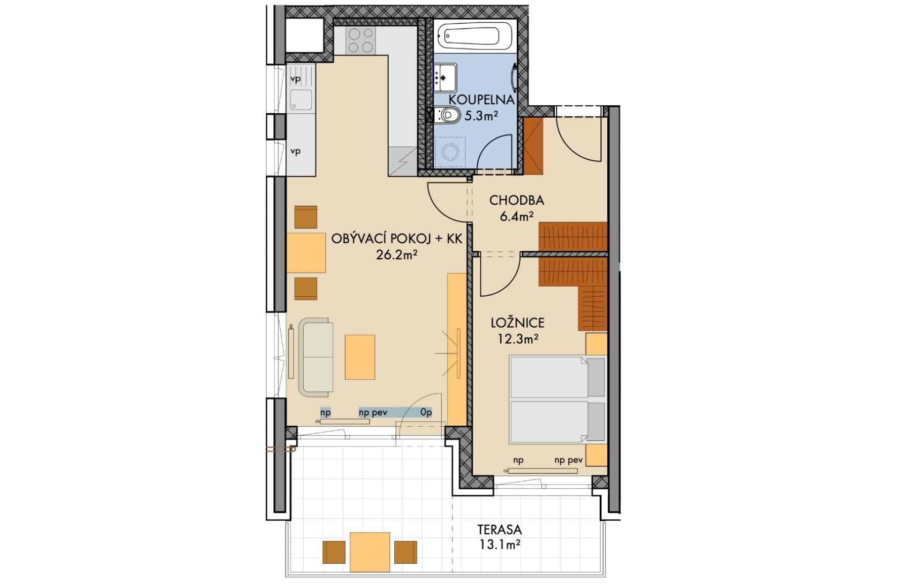 1 bedroom with open-plan kitchen flat to rent, 52 m², Pod Harfou, Prague, Prague 1 bedroom with open-plan kitchen flat to rent, 52 m², Pod Harfou, Prague, Prague