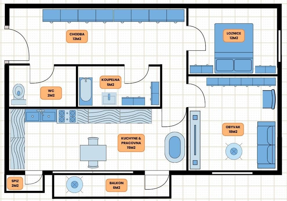 2 bedroom with open-plan kitchen flat for sale, 66 m², Oranžová, Chrášťany, Středočeský Region 2 bedroom with open-plan kitchen flat for sale, 66 m², Oranžová, Chrášťany, Středočeský Region