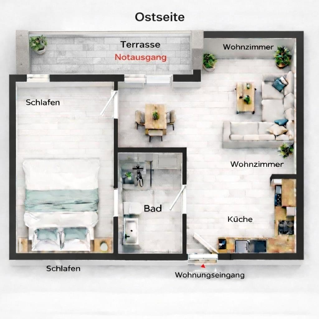 2 bedroom flat to rent, 44 m², Pfinztal, Baden-Württemberg 2 bedroom flat to rent, 44 m², Pfinztal, Baden-Württemberg