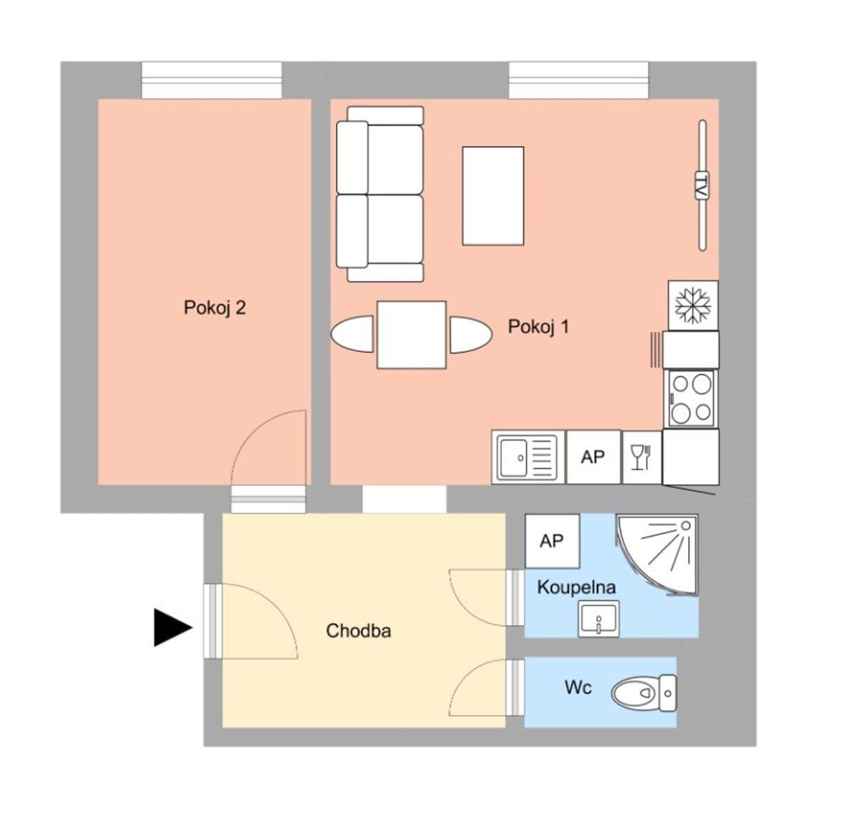 1 bedroom with open-plan kitchen flat to rent, 36 m², Alšova, Ostrava, Moravskoslezský Region 1 bedroom with open-plan kitchen flat to rent, 36 m², Alšova, Ostrava, Moravskoslezský Region