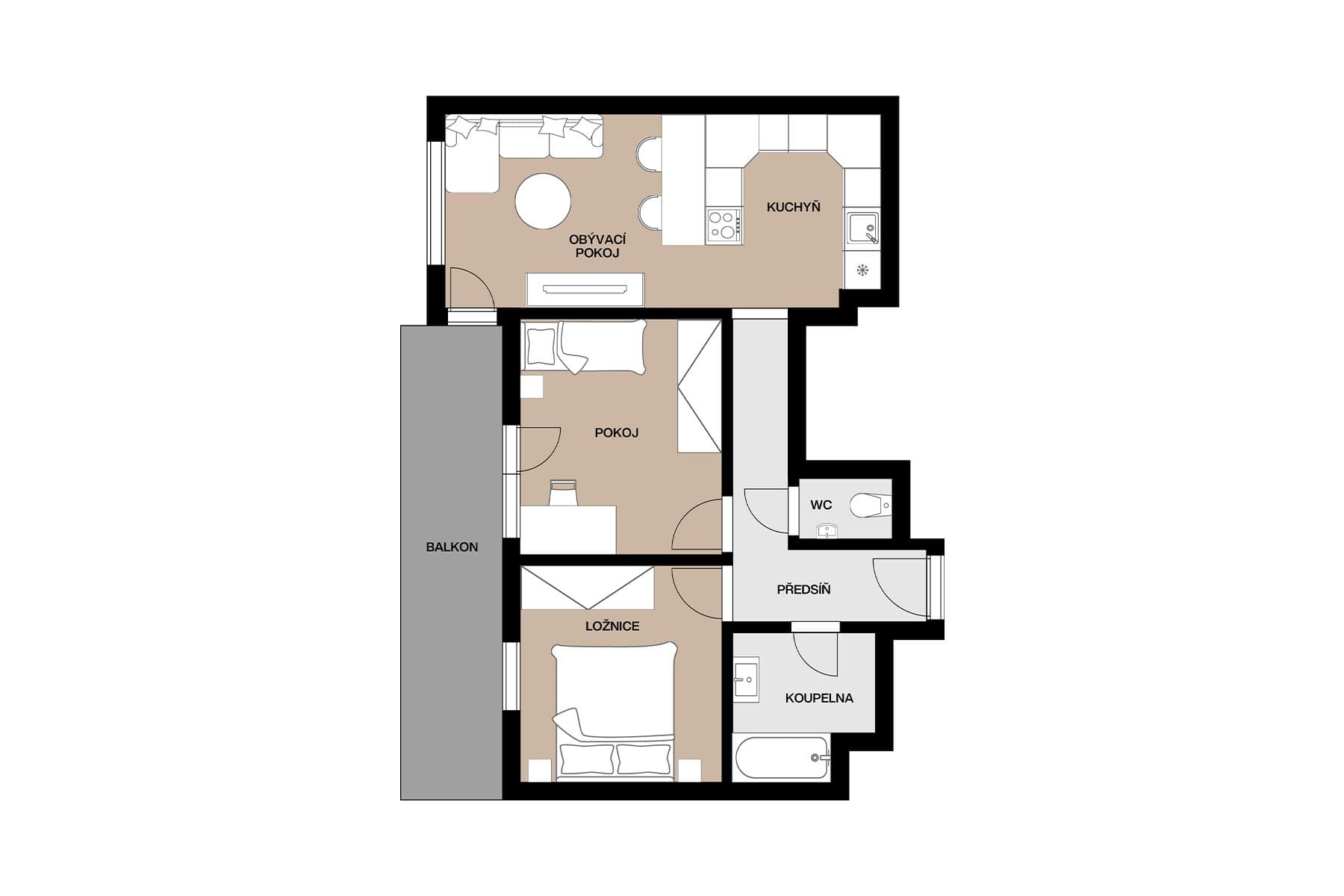 2 bedroom with open-plan kitchen flat for sale, 77 m², Čerpadlová, Prague, Prague 2 bedroom with open-plan kitchen flat for sale, 77 m², Čerpadlová, Prague, Prague