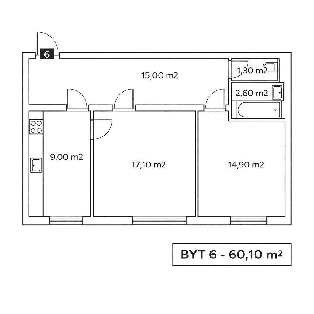 2 bedroom flat to rent, 60 m², Renneská třída, Brno, Jihomoravský Region 2 bedroom flat to rent, 60 m², Renneská třída, Brno, Jihomoravský Region