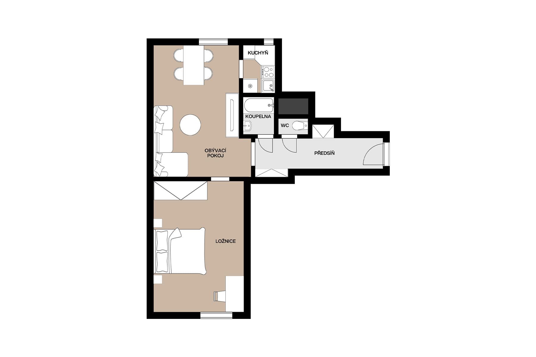 1 bedroom with open-plan kitchen flat for sale, 58 m², V Háji, Prague, Prague 1 bedroom with open-plan kitchen flat for sale, 58 m², V Háji, Prague, Prague