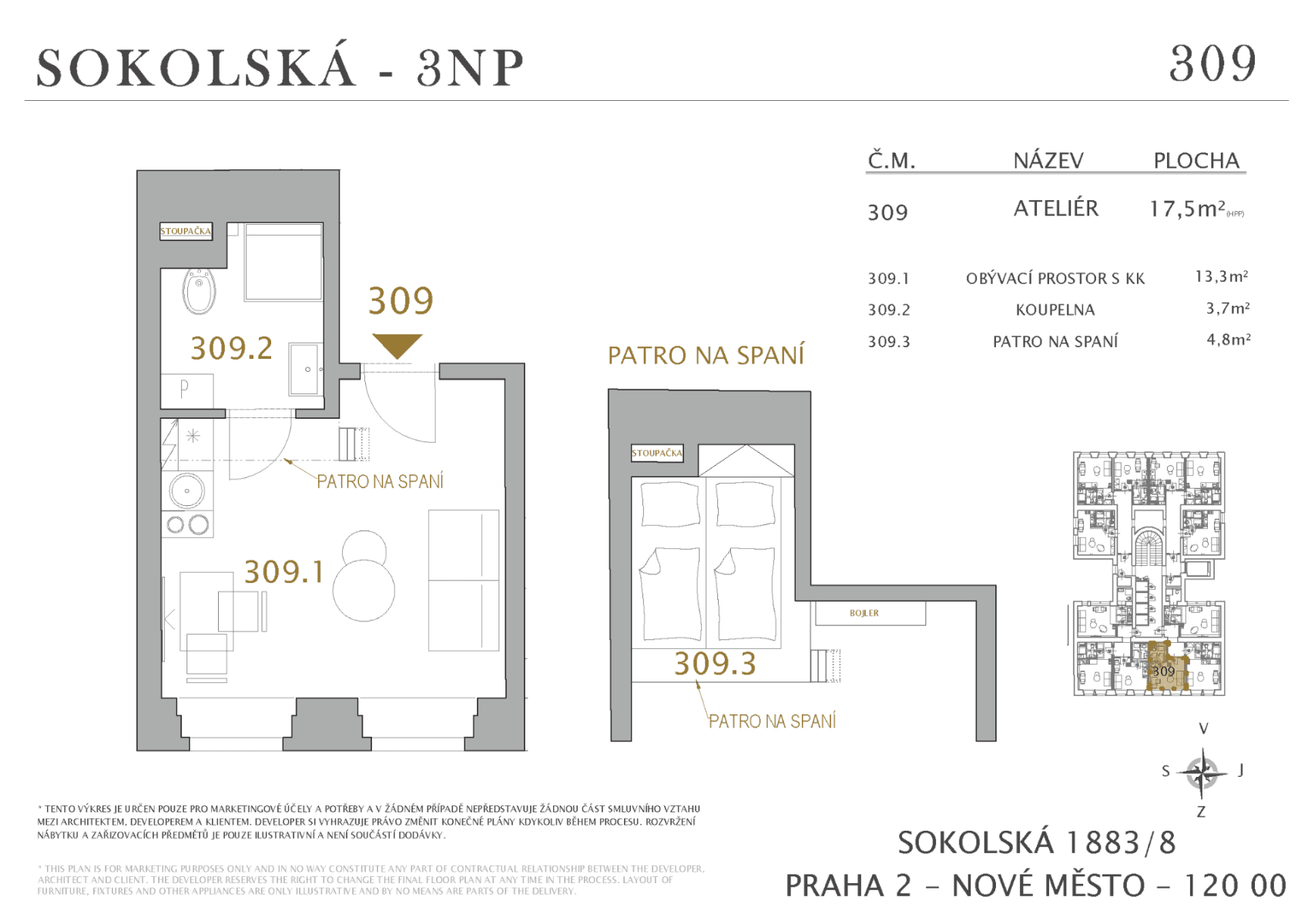 Studio flat for sale, 18 m², Sokolská, Prague, Prague Studio flat for sale, 18 m², Sokolská, Prague, Prague