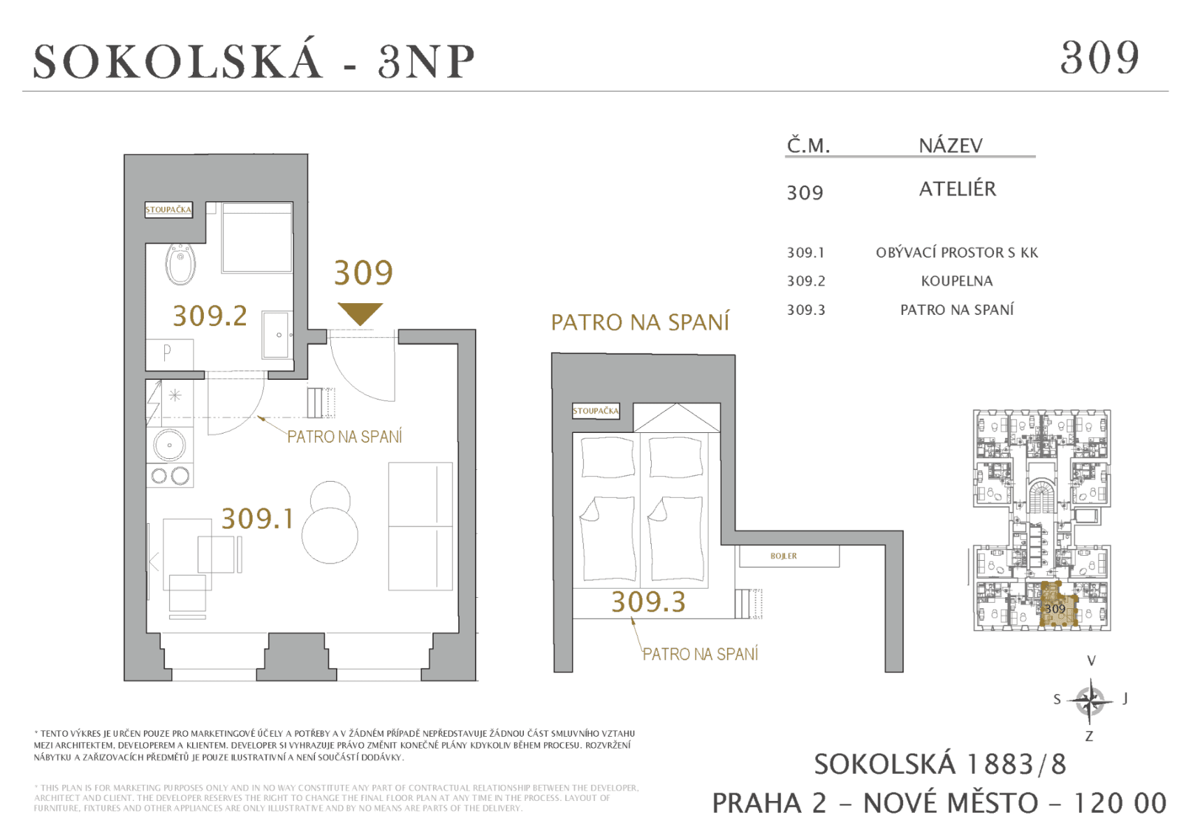 Studio flat for sale, 24 m², Sokolská, Prague, Prague Studio flat for sale, 24 m², Sokolská, Prague, Prague