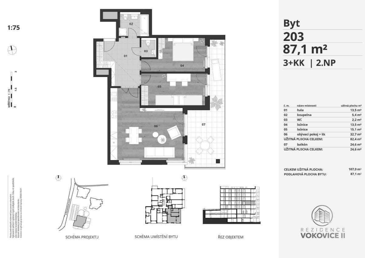 2 bedroom with open-plan kitchen flat to rent, 87 m², K Červenému vrchu, Prague, Prague 2 bedroom with open-plan kitchen flat to rent, 87 m², K Červenému vrchu, Prague, Prague