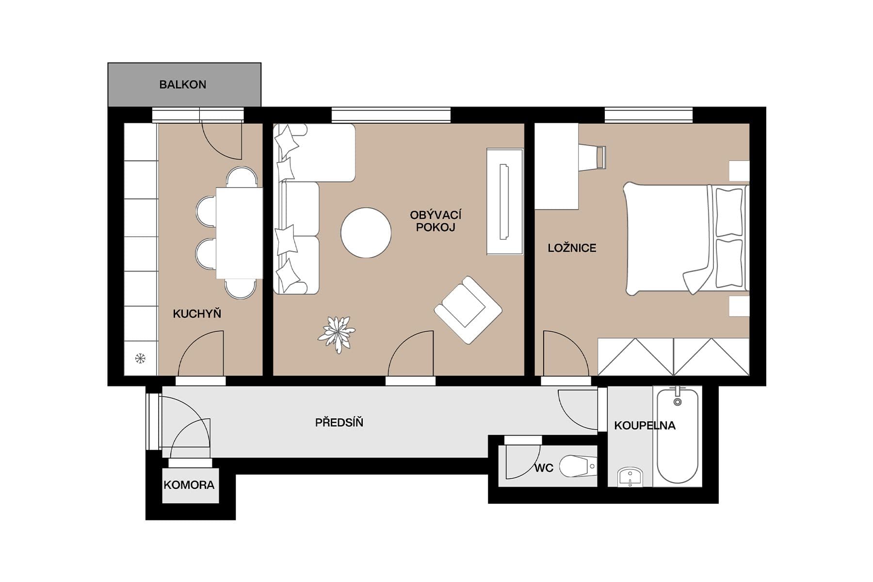 2 bedroom flat for sale, 58 m², Purkyňova, Brno, Jihomoravský Region 2 bedroom flat for sale, 58 m², Purkyňova, Brno, Jihomoravský Region