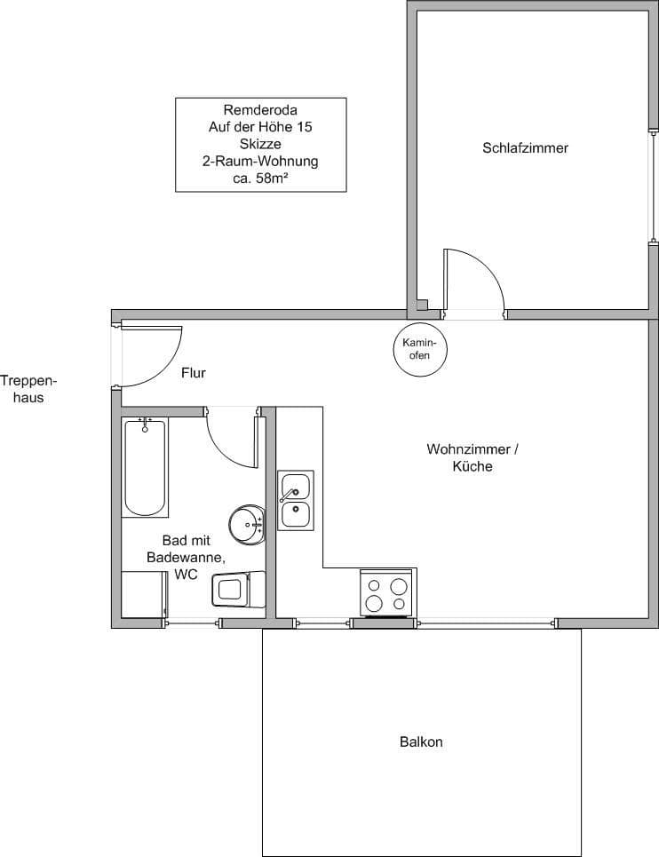 2 bedroom flat to rent, 58 m², Auf der Höhe 15, Jena-Remderoda, Thuringia 2 bedroom flat to rent, 58 m², Auf der Höhe 15, Jena-Remderoda, Thuringia