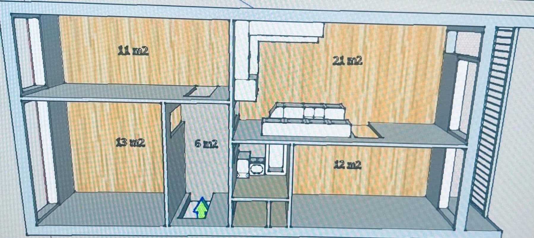3 bedroom with open-plan kitchen flat to rent, 68 m², Tobrucká, Prague, Prague 3 bedroom with open-plan kitchen flat to rent, 68 m², Tobrucká, Prague, Prague