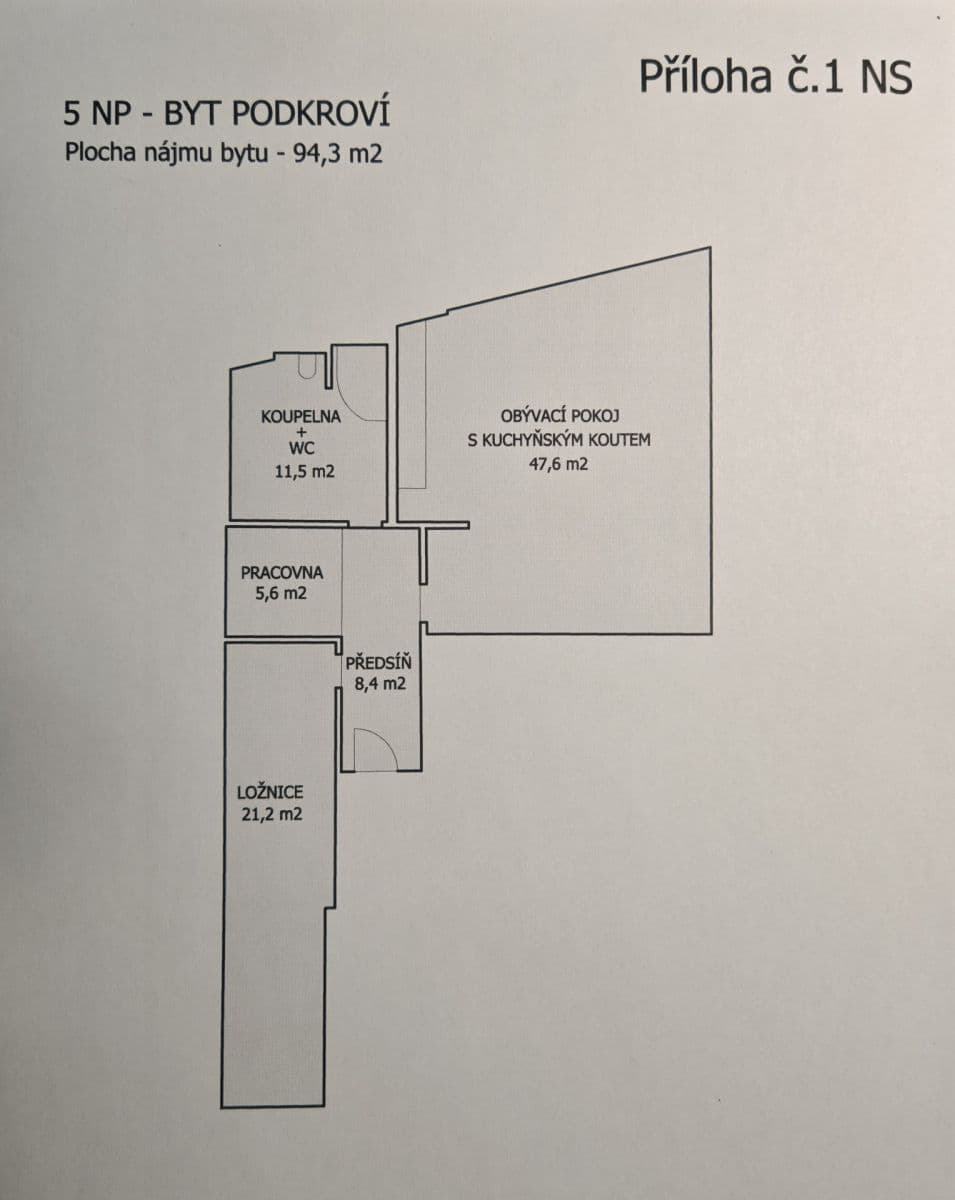 1 bedroom with open-plan kitchen flat to rent, 94 m², Navrátilova, Prague, Prague 1 bedroom with open-plan kitchen flat to rent, 94 m², Navrátilova, Prague, Prague