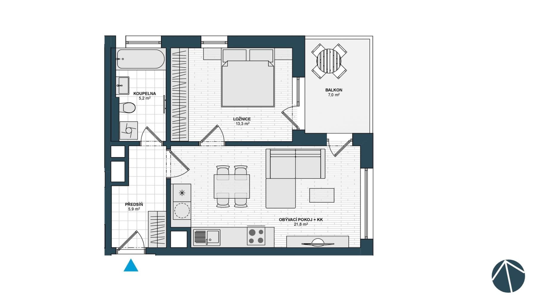 1 bedroom with open-plan kitchen flat to rent, 49 m², Waltariho, Prague, Prague 1 bedroom with open-plan kitchen flat to rent, 49 m², Waltariho, Prague, Prague