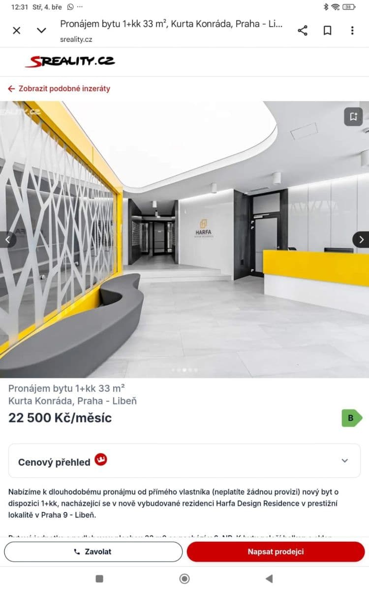 Studio flat to rent, 33 m², Kurta Konráda, Prague, Prague Studio flat to rent, 33 m², Kurta Konráda, Prague, Prague