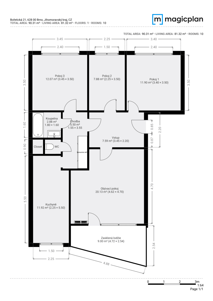 4 bedroom flat for sale, 82 m², Bořetická, Brno, Jihomoravský Region 4 bedroom flat for sale, 82 m², Bořetická, Brno, Jihomoravský Region