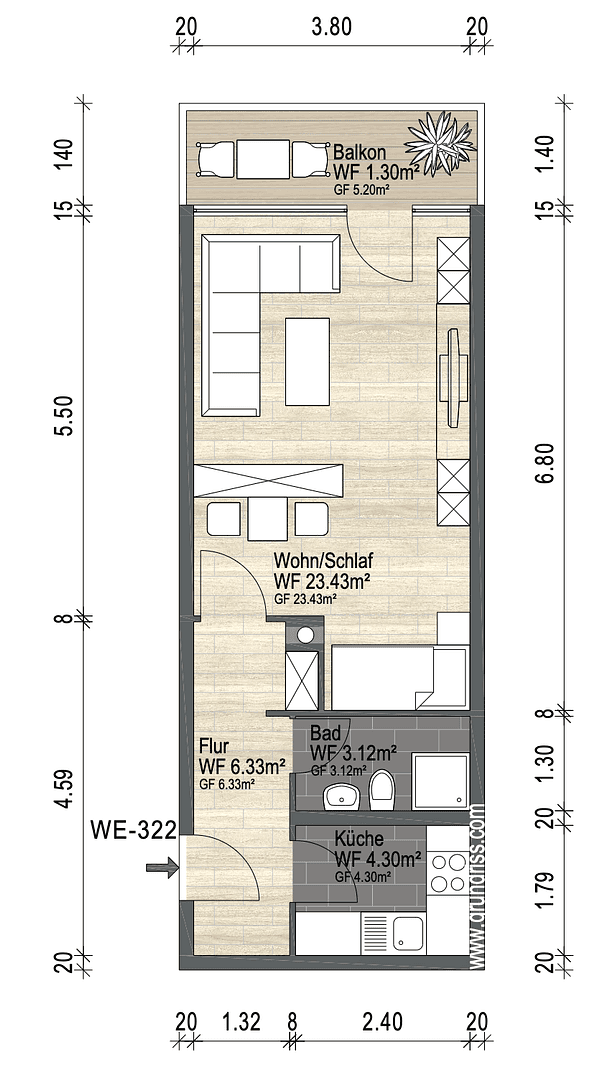 Studio flat for sale, 40 m², Katzenberg 36, Mainz, Rhineland-Palatinate Studio flat for sale, 40 m², Katzenberg 36, Mainz, Rhineland-Palatinate