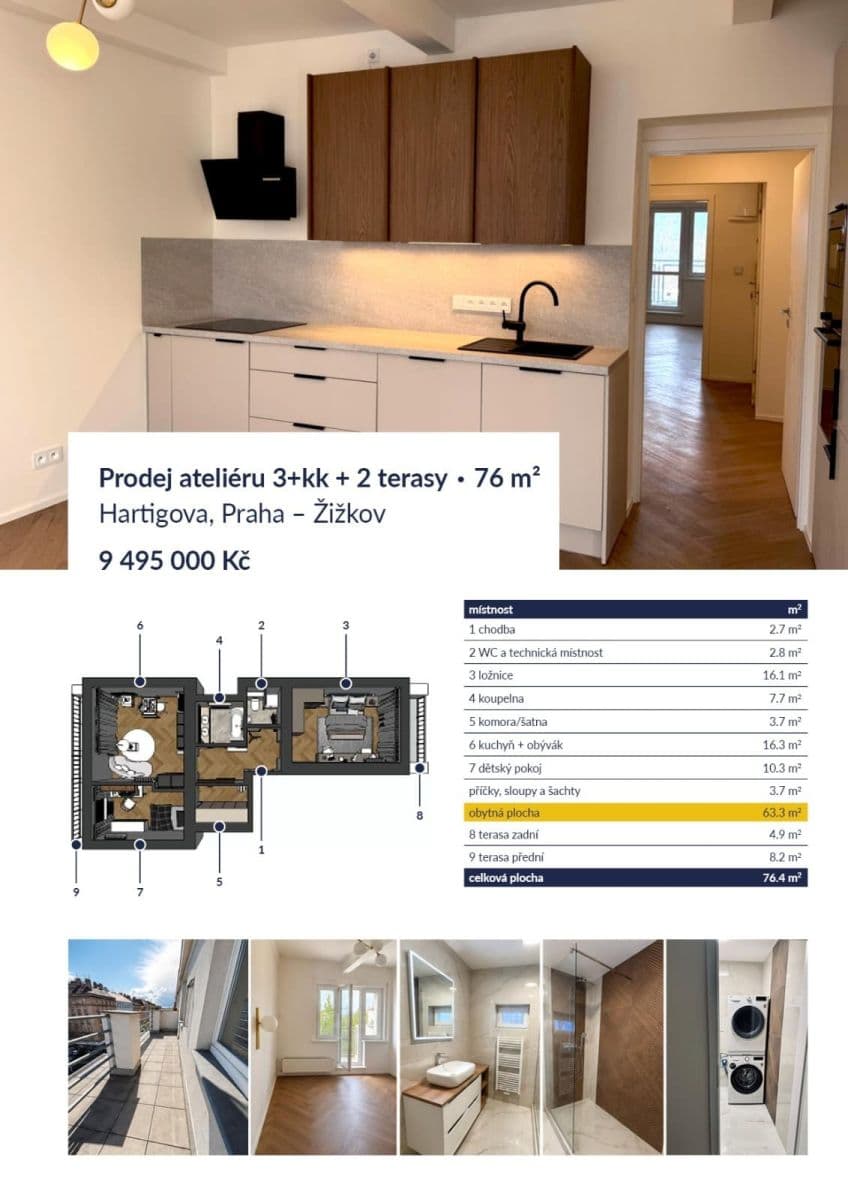 2 bedroom with open-plan kitchen flat for sale, 76 m², Hartigova, Prague, Prague 2 bedroom with open-plan kitchen flat for sale, 76 m², Hartigova, Prague, Prague