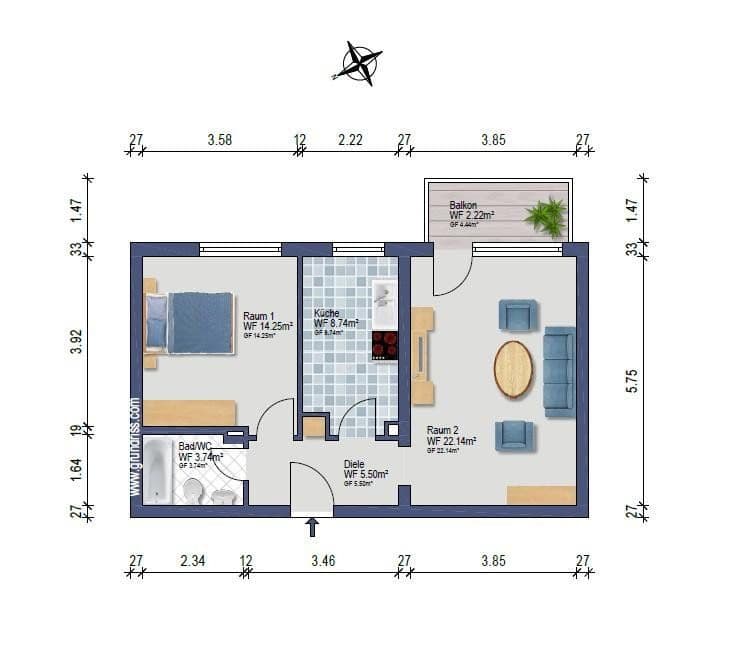 2 bedroom flat to rent, 56 m², Heddingheimerstr. 9, Hattersheim am Main, Hesse 2 bedroom flat to rent, 56 m², Heddingheimerstr. 9, Hattersheim am Main, Hesse