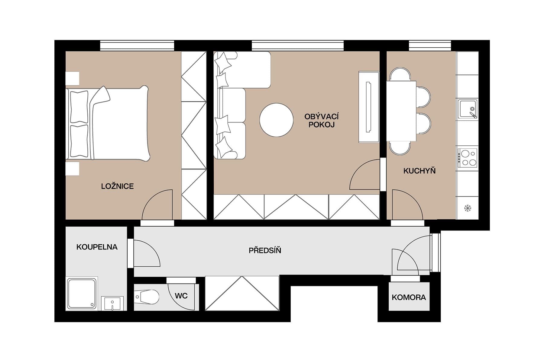2 bedroom flat for sale, 56 m², Purkyňova, Brno, Jihomoravský Region 2 bedroom flat for sale, 56 m², Purkyňova, Brno, Jihomoravský Region