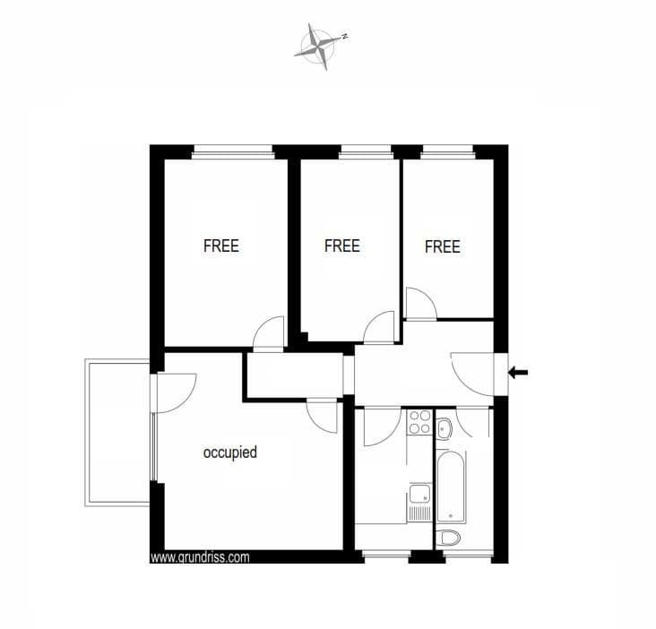 4 bedroom flat to rent, 66 m², Gritznerstraße, Berlin, Berlin 4 bedroom flat to rent, 66 m², Gritznerstraße, Berlin, Berlin