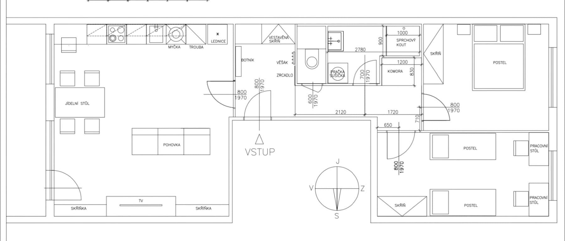 2 bedroom with open-plan kitchen flat to rent, 71 m², Vondroušova, Prague, Prague 2 bedroom with open-plan kitchen flat to rent, 71 m², Vondroušova, Prague, Prague