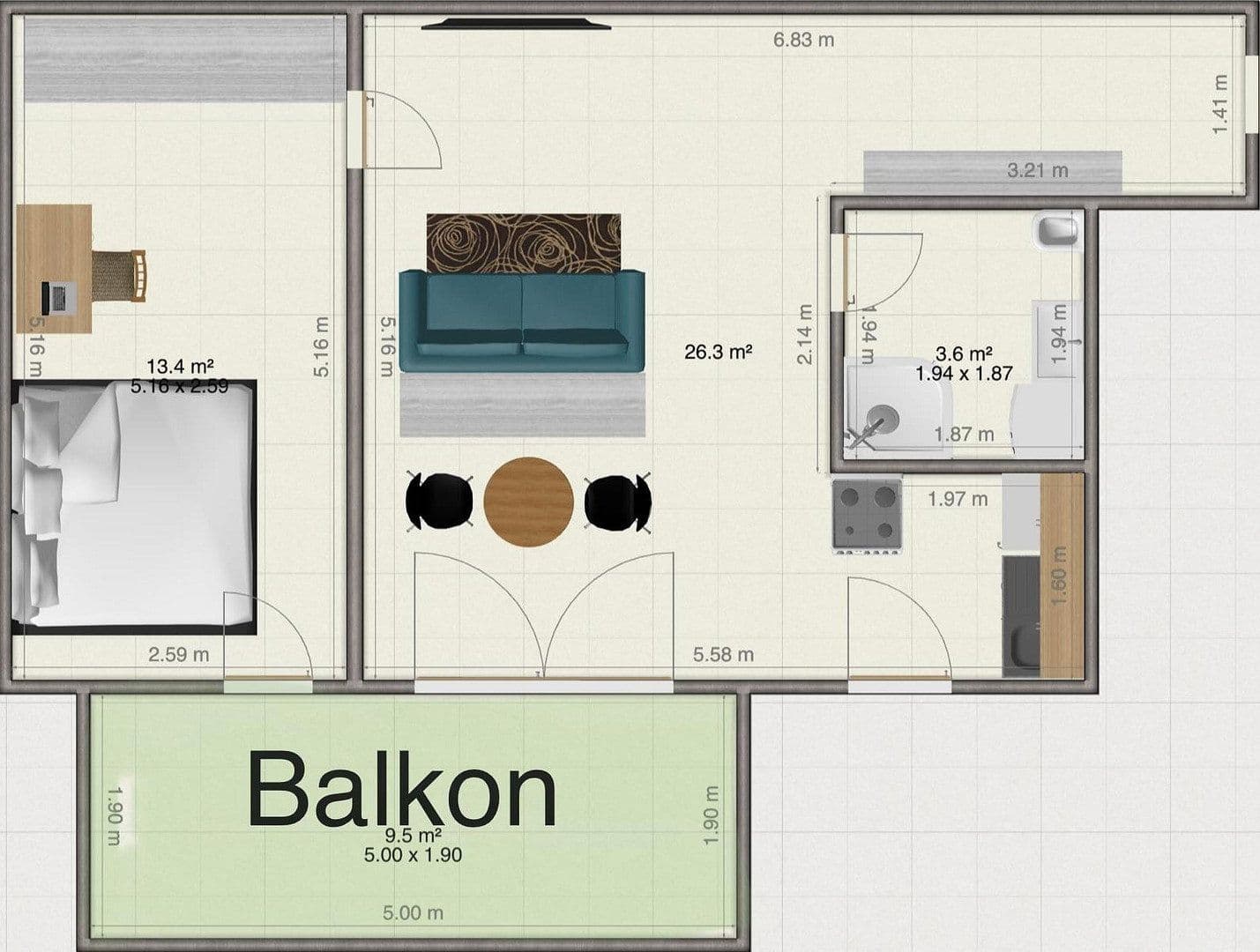 2 bedroom flat to rent, 48 m², Fäustlestraße 2, München, Bavaria 2 bedroom flat to rent, 48 m², Fäustlestraße 2, München, Bavaria