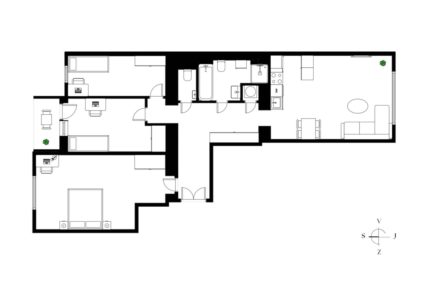 3 bedroom with open-plan kitchen flat for sale, 100 m², Československé armády, Prague, Prague 3 bedroom with open-plan kitchen flat for sale, 100 m², Československé armády, Prague, Prague