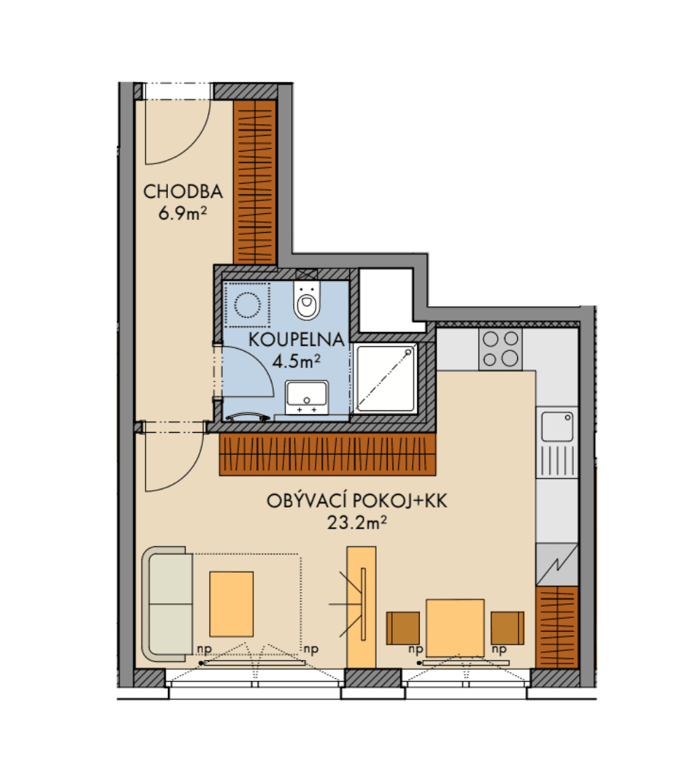 Studio flat to rent, 36 m², Pod Harfou, Prague, Prague Studio flat to rent, 36 m², Pod Harfou, Prague, Prague