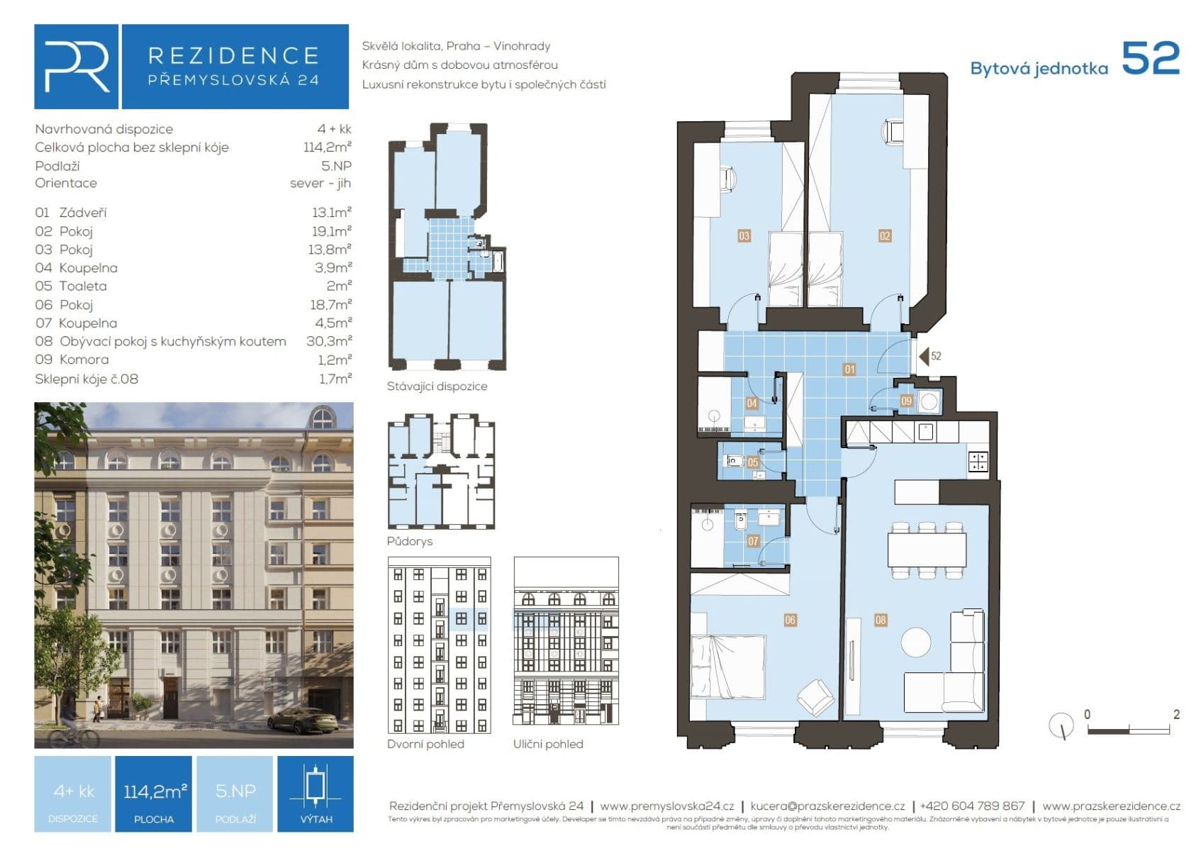3 bedroom with open-plan kitchen flat for sale, 114 m², Přemyslovská, Prague, Prague 3 bedroom with open-plan kitchen flat for sale, 114 m², Přemyslovská, Prague, Prague