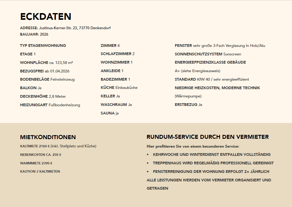 4 bedroom flat to rent, 124 m², Justinus-Kerner-Str. 23, Denkendorf, Baden-Württemberg 4 bedroom flat to rent, 124 m², Justinus-Kerner-Str. 23, Denkendorf, Baden-Württemberg
