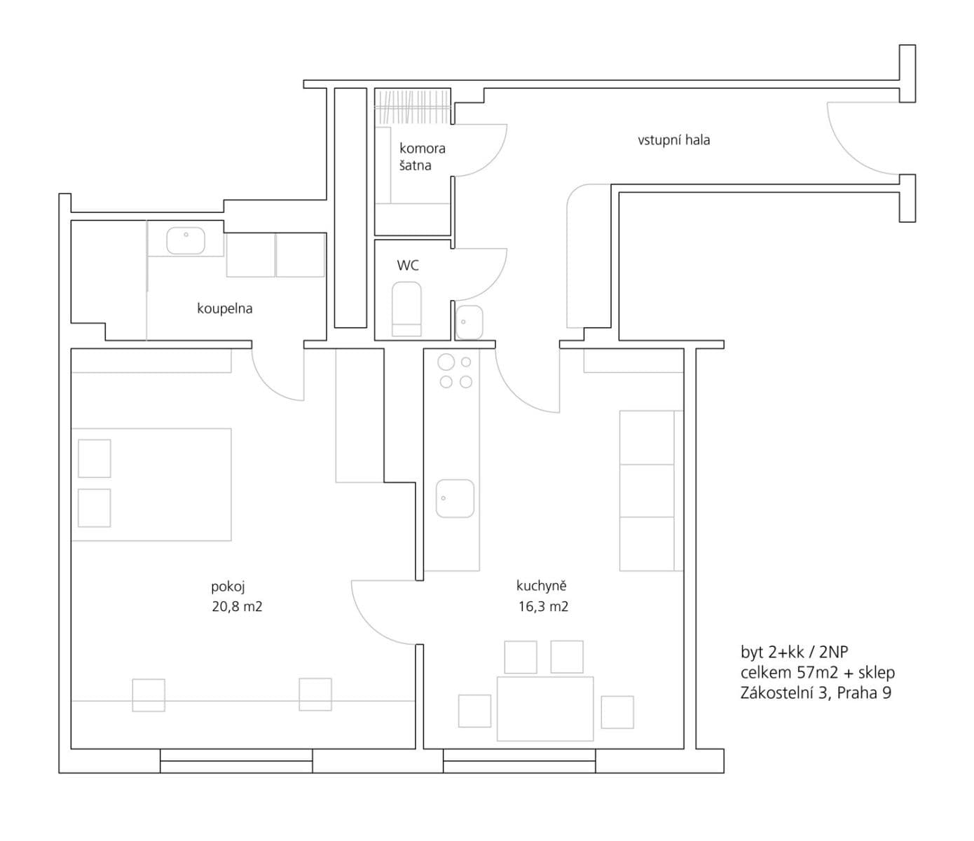 1 bedroom with open-plan kitchen flat to rent, 57 m², Zákostelní, Prague, Prague 1 bedroom with open-plan kitchen flat to rent, 57 m², Zákostelní, Prague, Prague