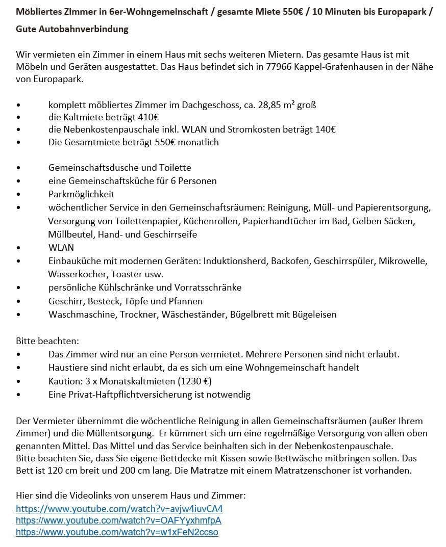 1 bedroom flat to rent, 29 m², Kappel-Grafenhausen, Baden-Württemberg 1 bedroom flat to rent, 29 m², Kappel-Grafenhausen, Baden-Württemberg