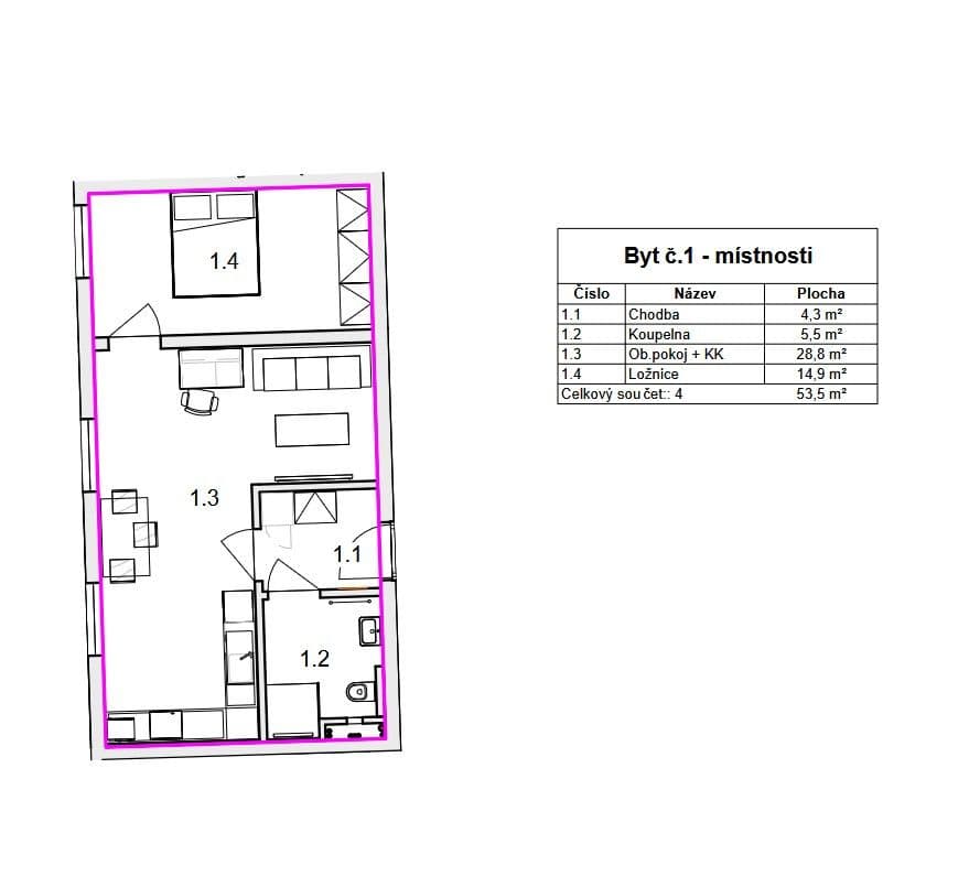 1 bedroom with open-plan kitchen flat for sale, 53 m², Mostecká, Dobřany, Plzeňský Region 1 bedroom with open-plan kitchen flat for sale, 53 m², Mostecká, Dobřany, Plzeňský Region
