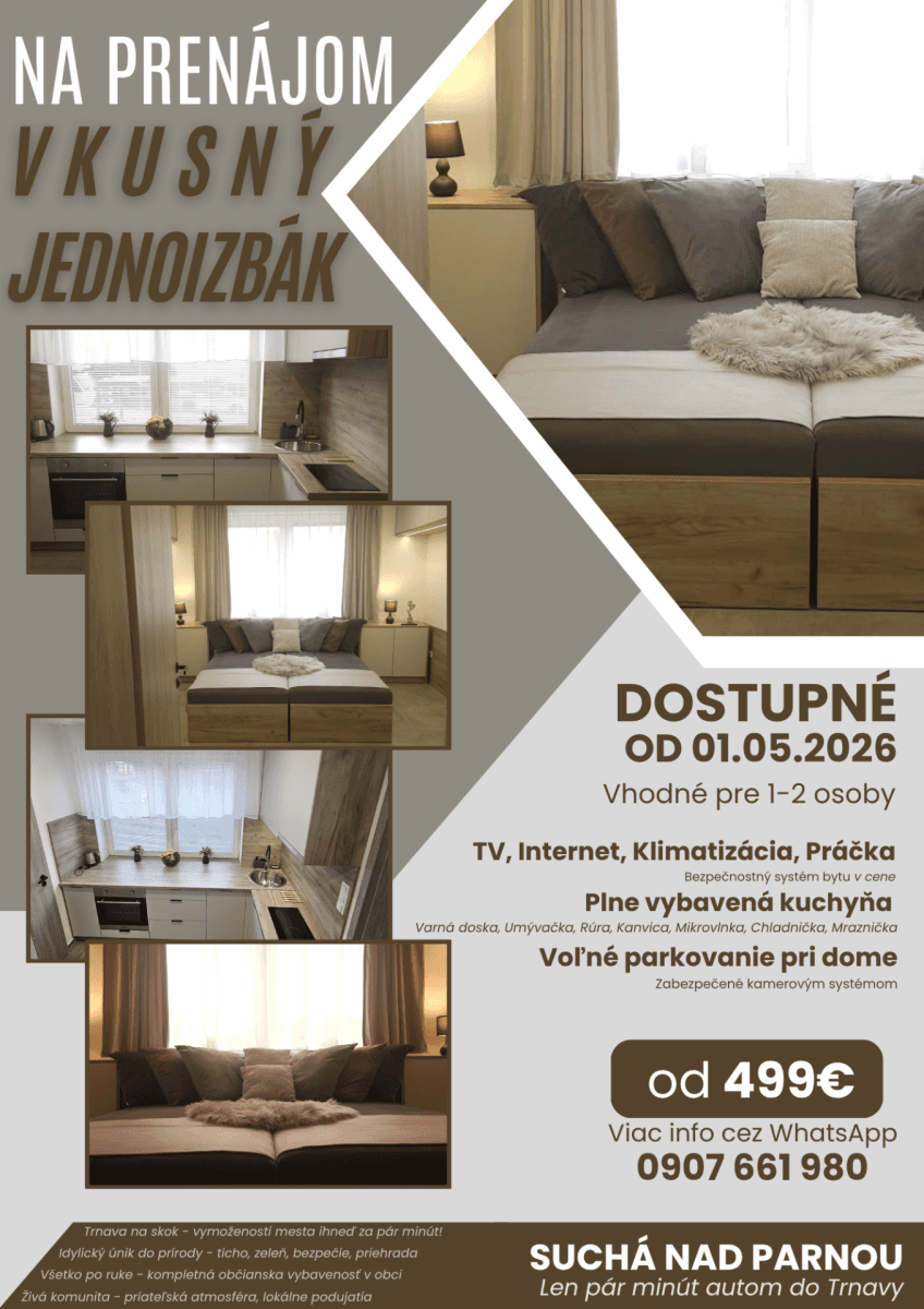 1 bedroom flat to rent, 33 m², Suchá nad Parnou, Trnavský Region 1 bedroom flat to rent, 33 m², Suchá nad Parnou, Trnavský Region