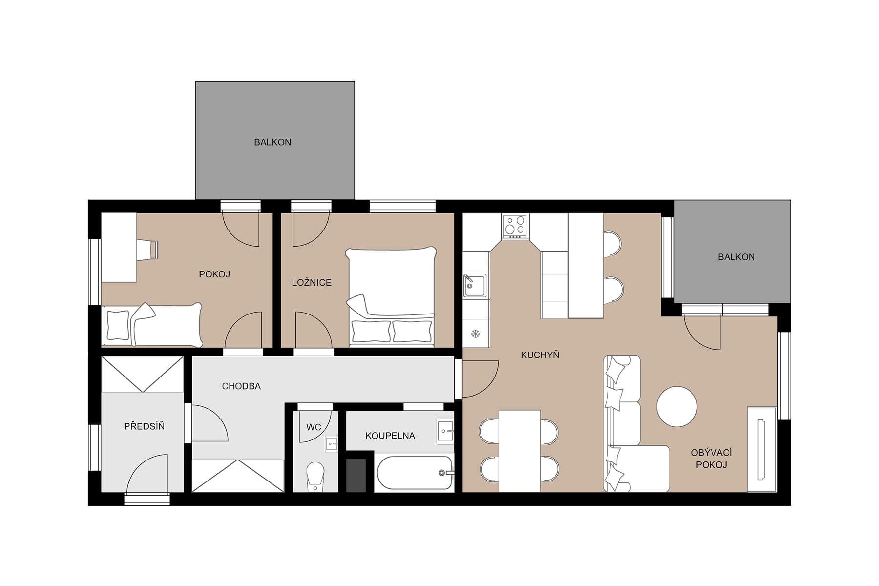 2 bedroom with open-plan kitchen flat for sale, 94 m², Šífařská, Prague, Prague 2 bedroom with open-plan kitchen flat for sale, 94 m², Šífařská, Prague, Prague