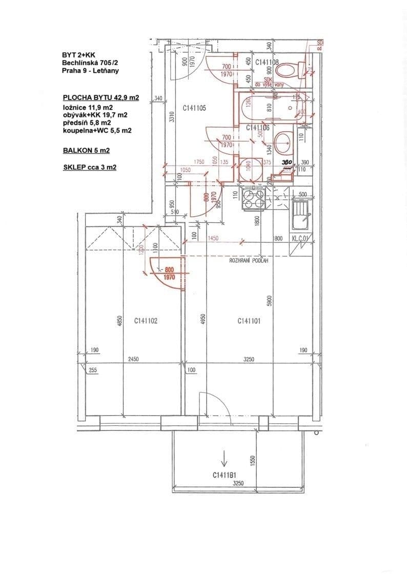 1 bedroom with open-plan kitchen flat for sale, 43 m², Bechlínská, Prague, Prague 1 bedroom with open-plan kitchen flat for sale, 43 m², Bechlínská, Prague, Prague