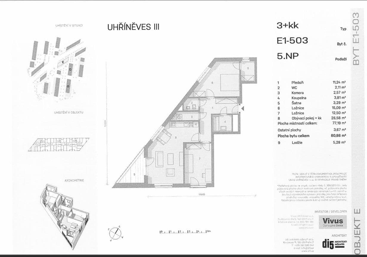 2 bedroom with open-plan kitchen flat to rent, 80 m², Ke Kříži, Prague, Prague 2 bedroom with open-plan kitchen flat to rent, 80 m², Ke Kříži, Prague, Prague