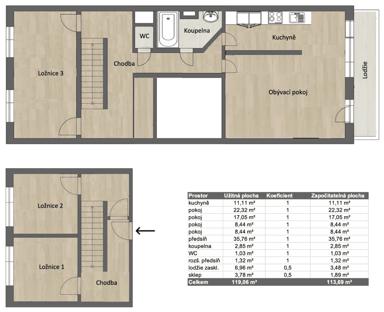 3 bedroom with open-plan kitchen flat for sale, 119 m², Dominova, Prague, Prague 3 bedroom with open-plan kitchen flat for sale, 119 m², Dominova, Prague, Prague