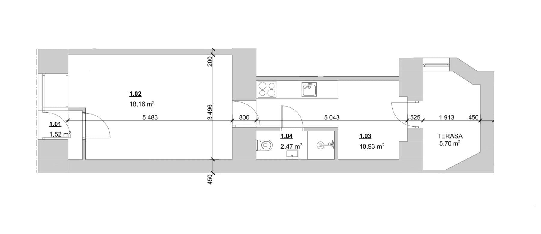 1 bedroom flat to rent, 34 m², Körnerova, Brno, Jihomoravský Region 1 bedroom flat to rent, 34 m², Körnerova, Brno, Jihomoravský Region