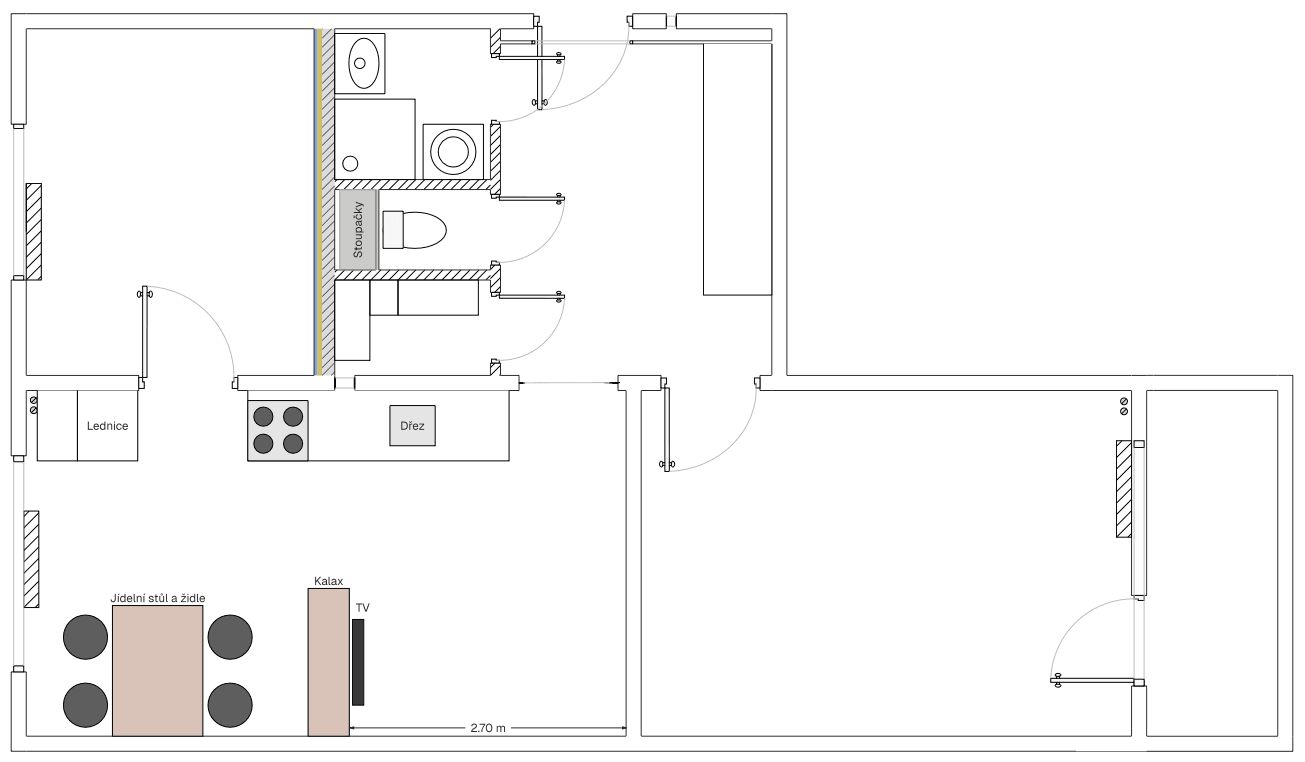 2 bedroom with open-plan kitchen flat to rent, 61 m², Kryštofova, Prague, Prague 2 bedroom with open-plan kitchen flat to rent, 61 m², Kryštofova, Prague, Prague