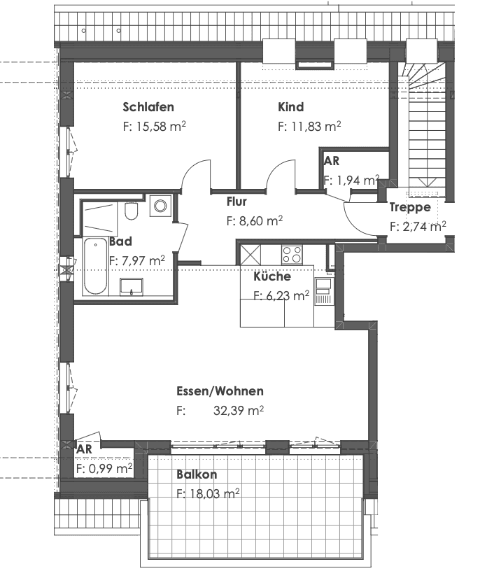 3 bedroom flat to rent, 94 m², Dorfstraße 11b, Germering, Bavaria 3 bedroom flat to rent, 94 m², Dorfstraße 11b, Germering, Bavaria