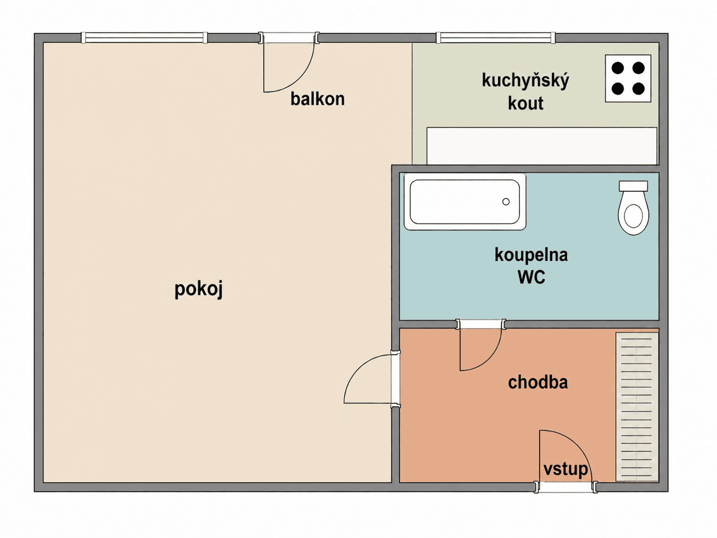 Studio flat to rent, 27 m², Bílkova, Náchod, Královéhradecký Region Studio flat to rent, 27 m², Bílkova, Náchod, Královéhradecký Region