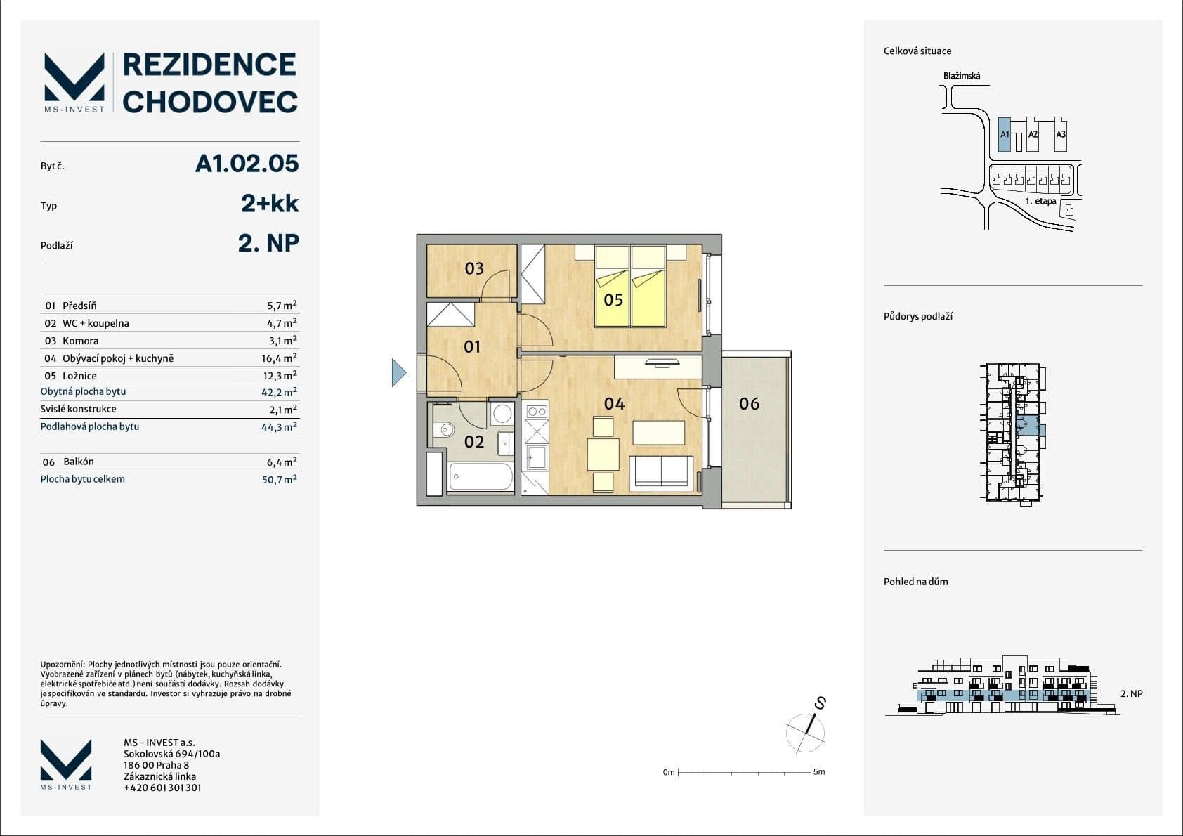 1 bedroom with open-plan kitchen flat to rent, 50 m², Blažimská, Prague, Prague 1 bedroom with open-plan kitchen flat to rent, 50 m², Blažimská, Prague, Prague