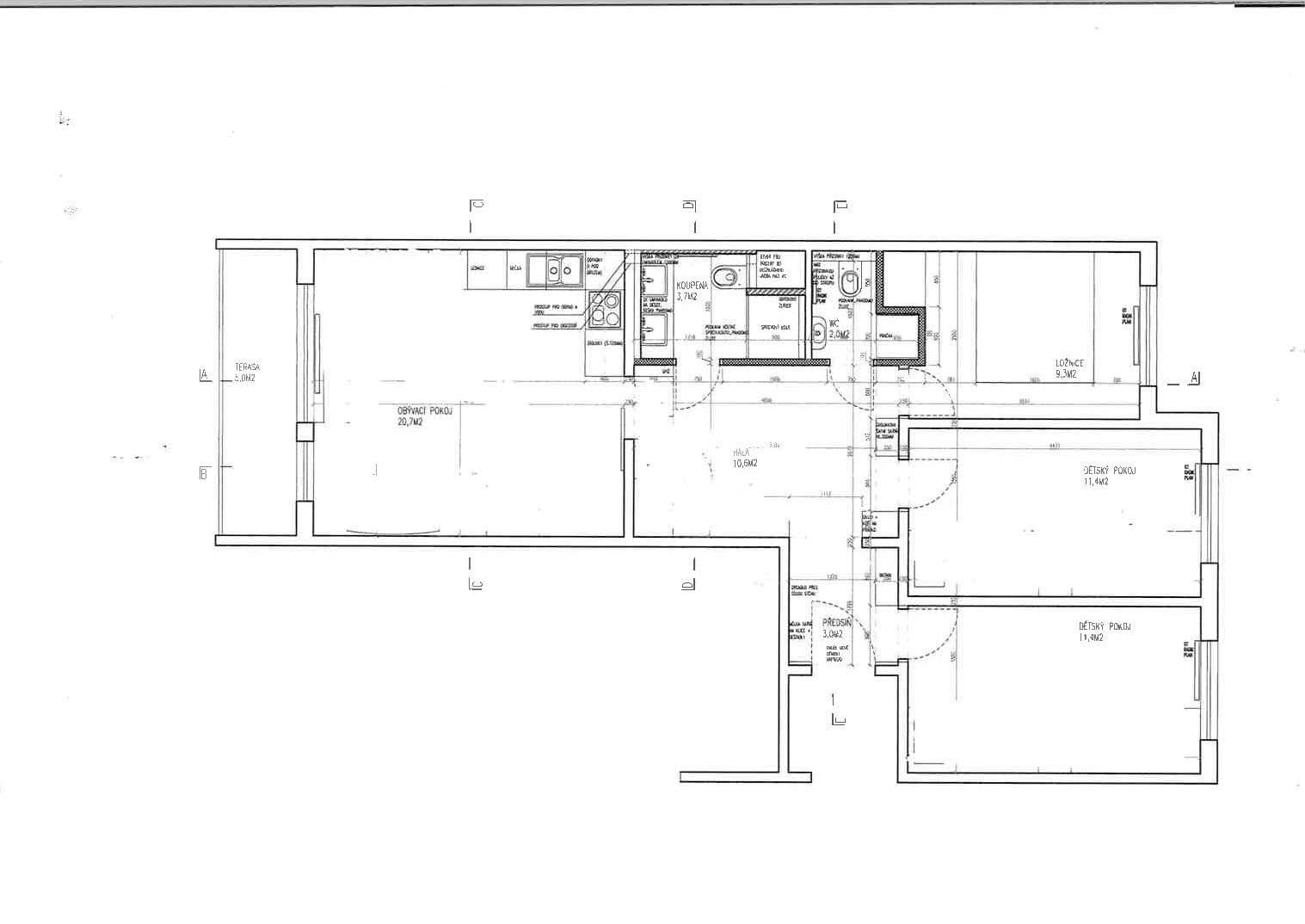 3 bedroom with open-plan kitchen flat to rent, 72 m², Božetická, Prague, Prague 3 bedroom with open-plan kitchen flat to rent, 72 m², Božetická, Prague, Prague